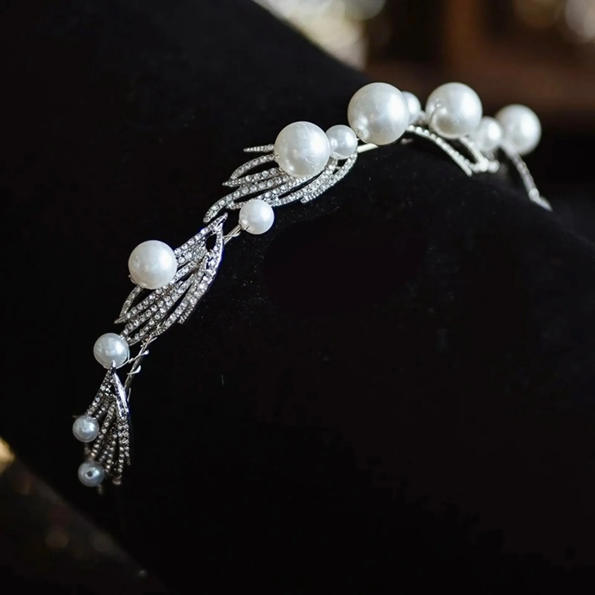 "Montgomery" - Pearl Bridal Headband / Tiara - Available in Silver and Gold