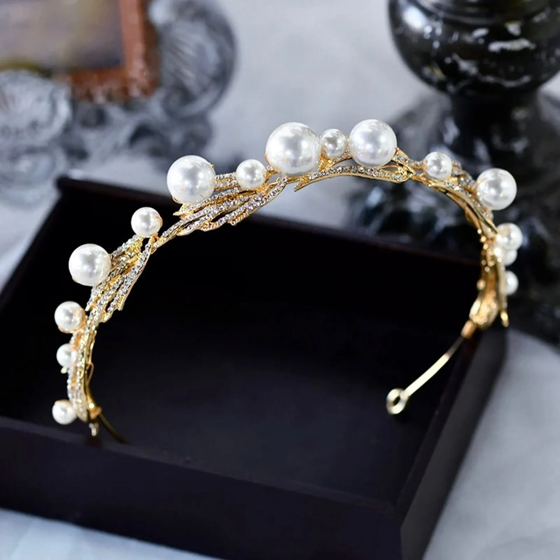 "Montgomery" - Pearl Bridal Headband / Tiara - Available in Silver and Gold