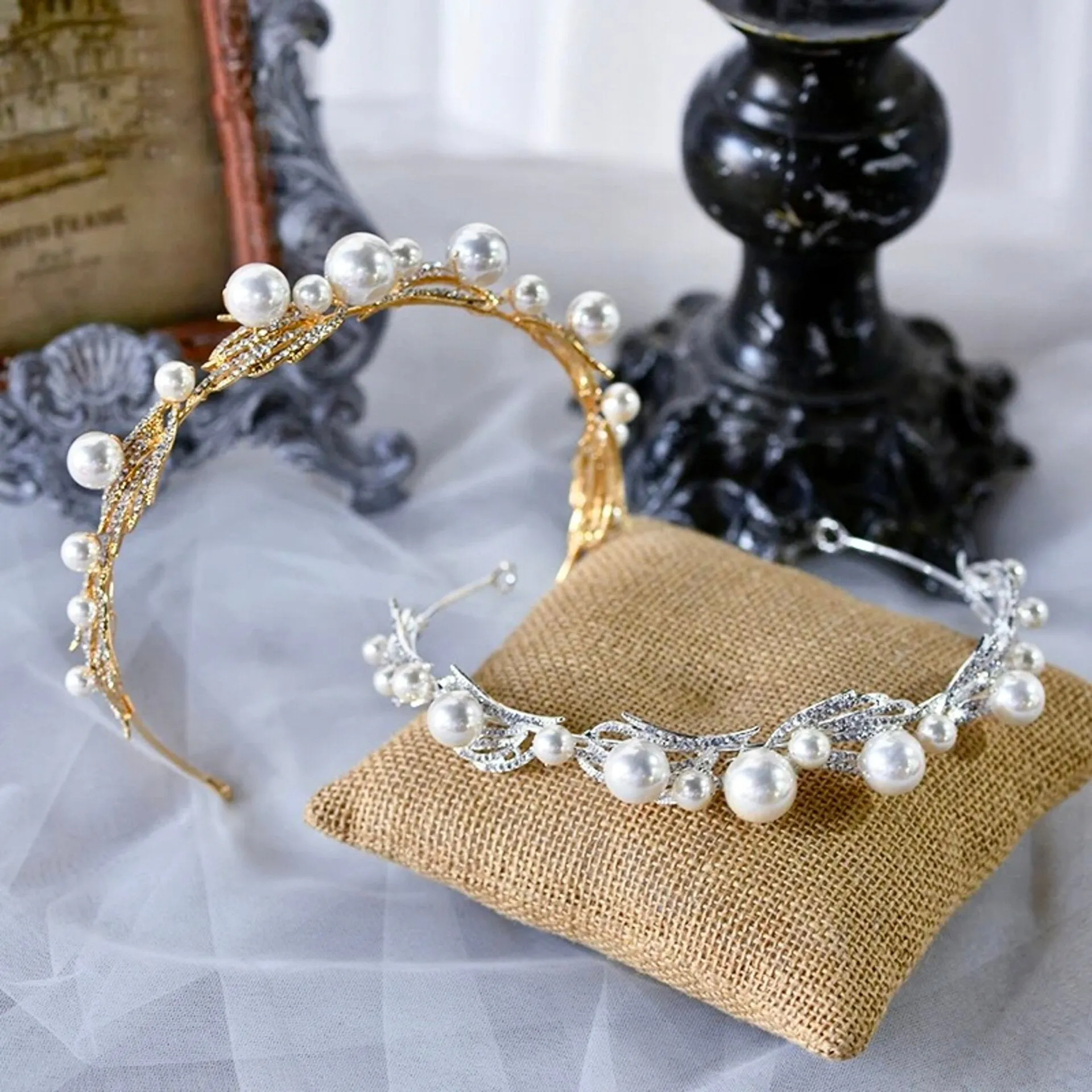 "Montgomery" - Pearl Bridal Headband / Tiara - Available in Silver and Gold
