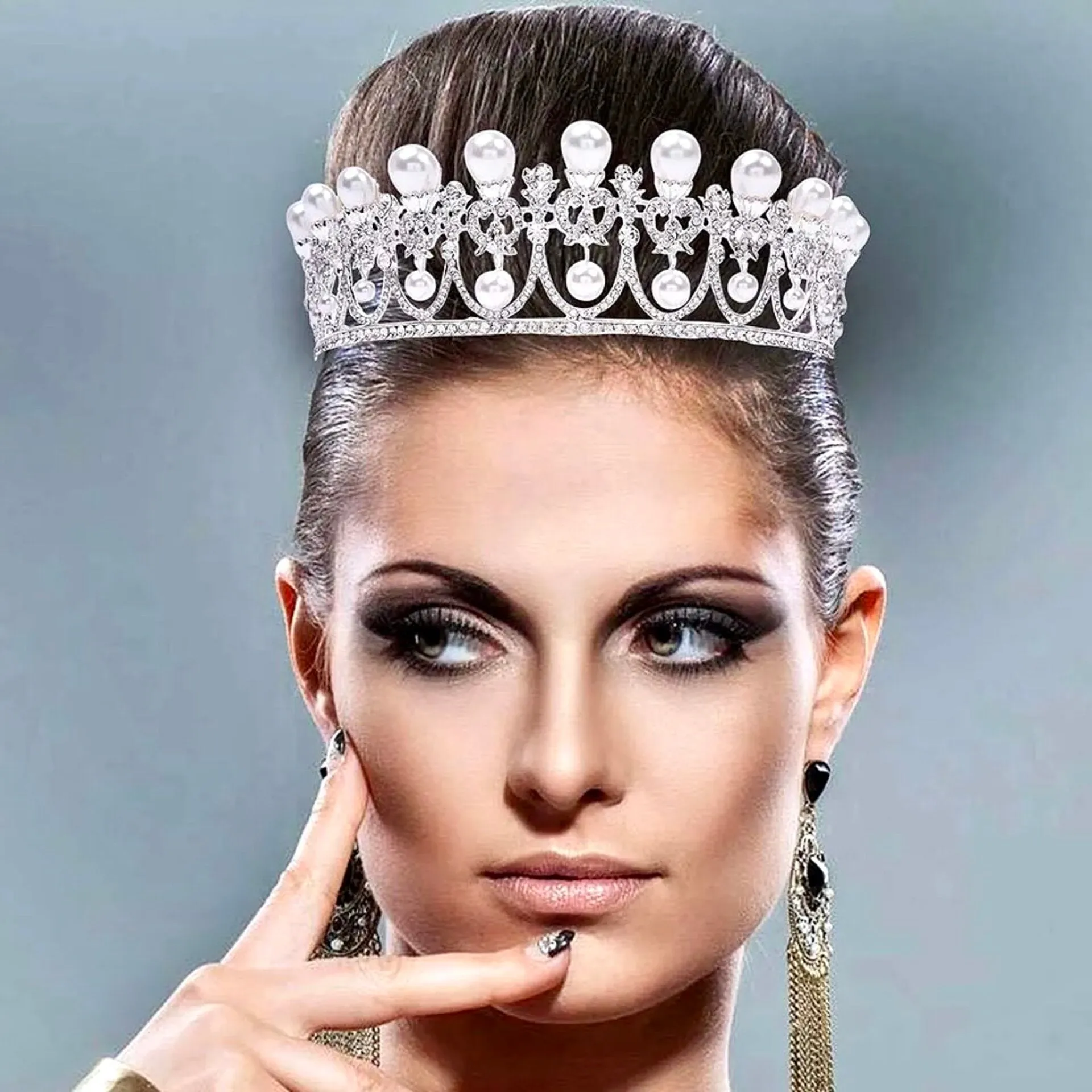 "Myla" - Pearl and Crystal Bridal Tiara - Available in Yellow Gold and Silver