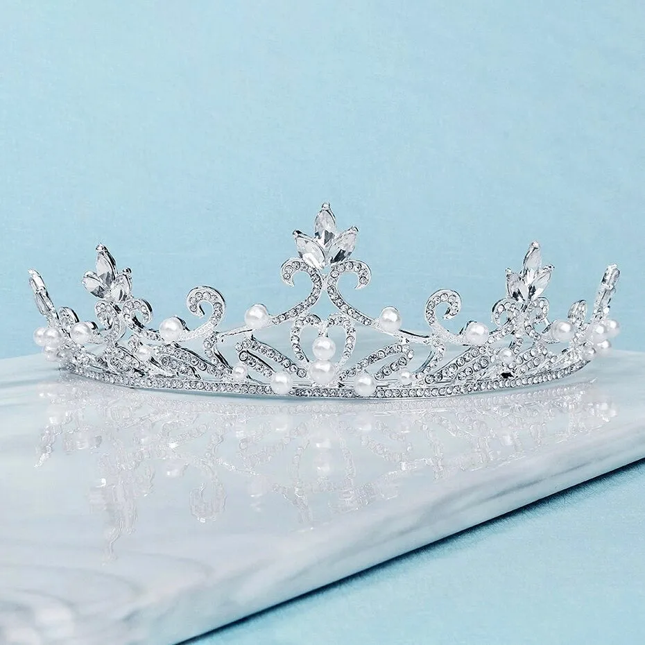 "Theia" - Pearl and Crystal Bridal Tiara