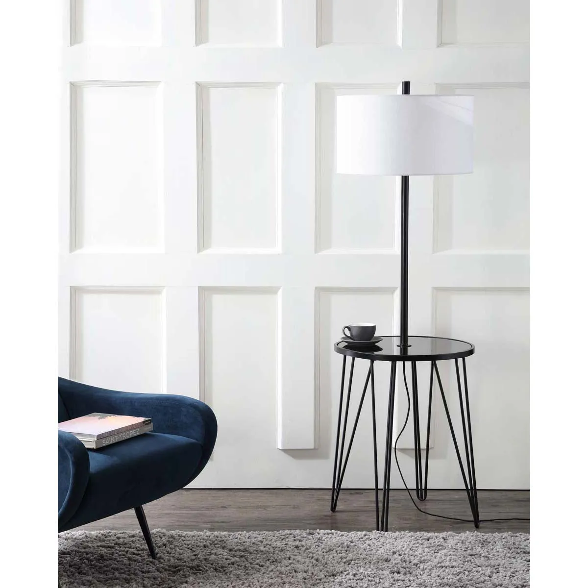 Safavieh Ciro 58 Inch H Floor Lamp Side Table, FLL4010