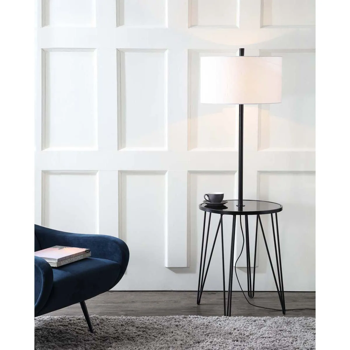 Safavieh Ciro 58 Inch H Floor Lamp Side Table, FLL4010