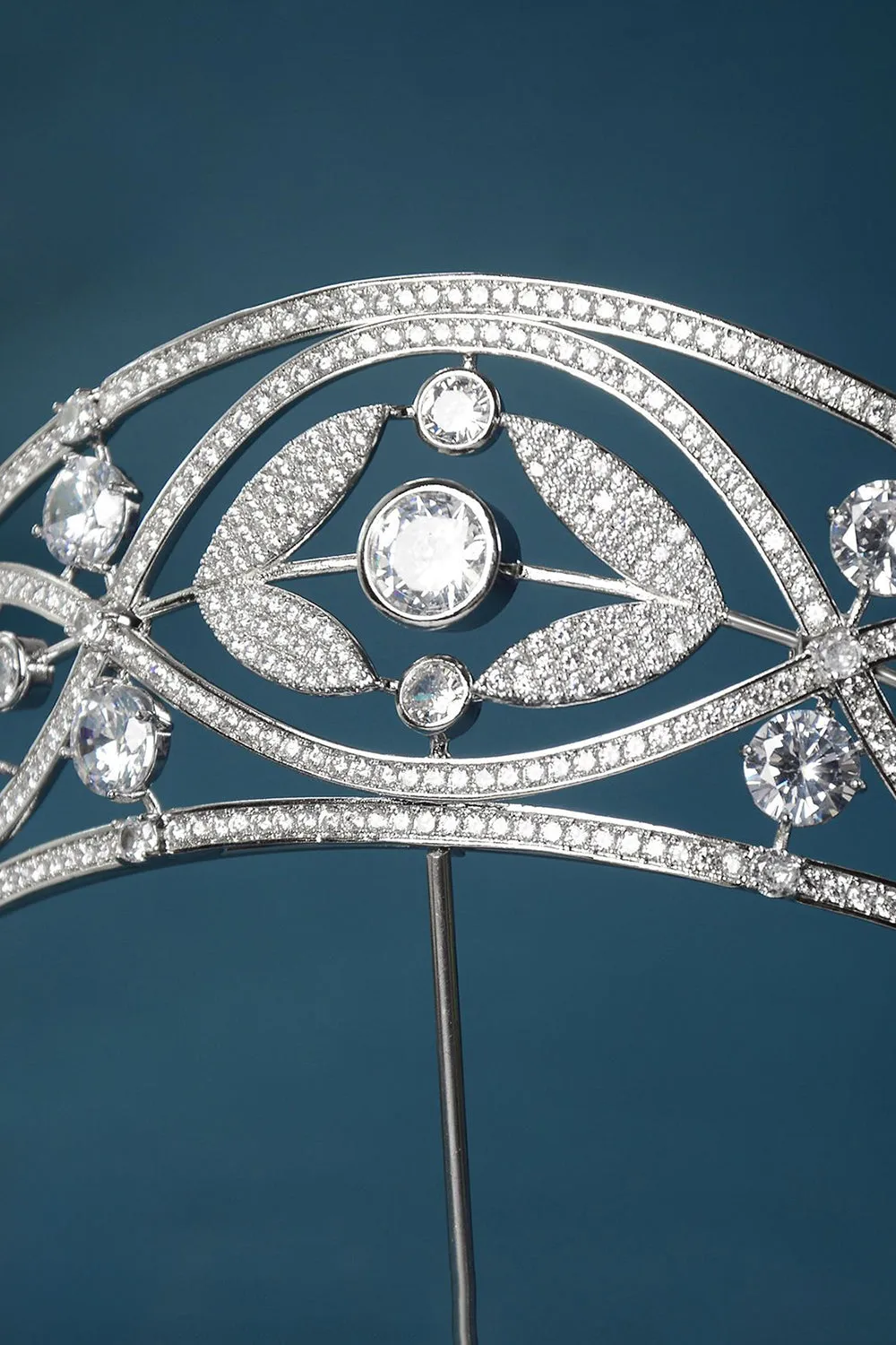 Silver Crystal Laurel Leaf Tiara