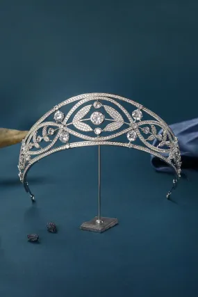 Silver Crystal Laurel Leaf Tiara