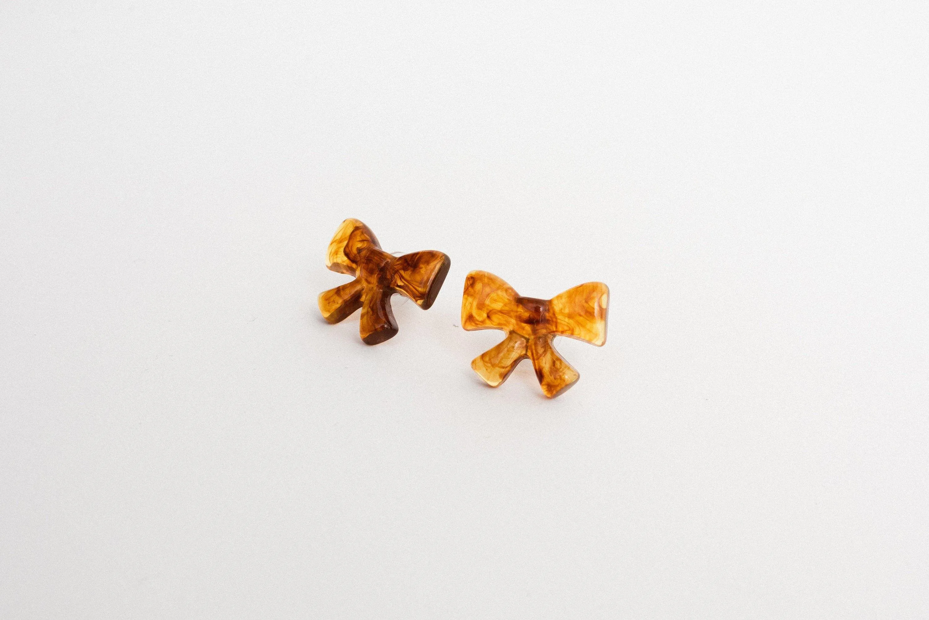 SS925 Dainty Caramel Bow Earrings