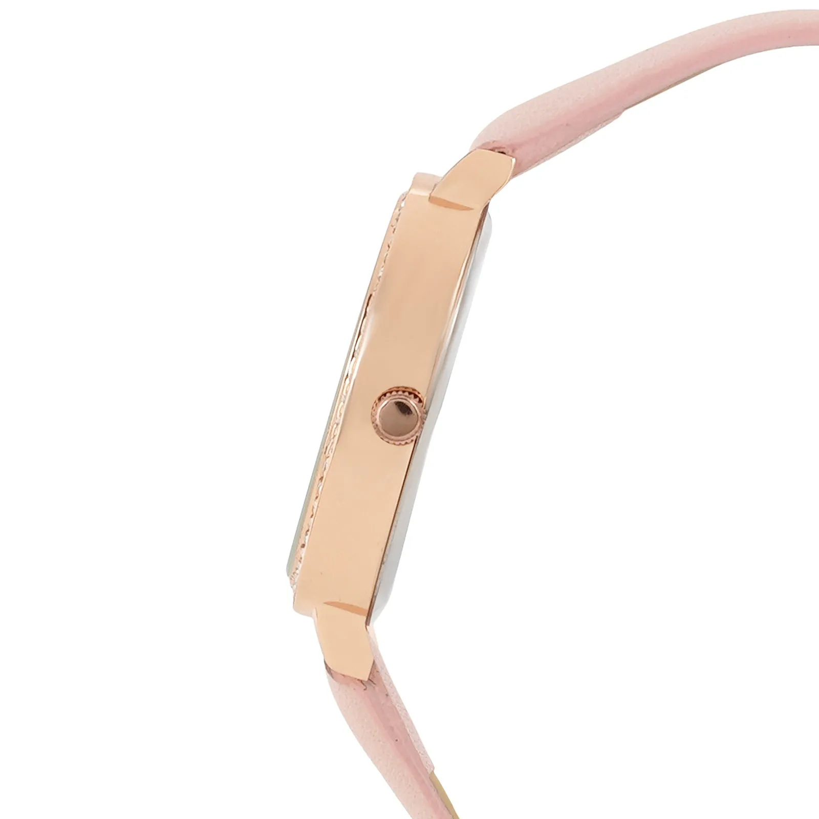 Sunrise All Pink Rhinestone PU Strap Watch