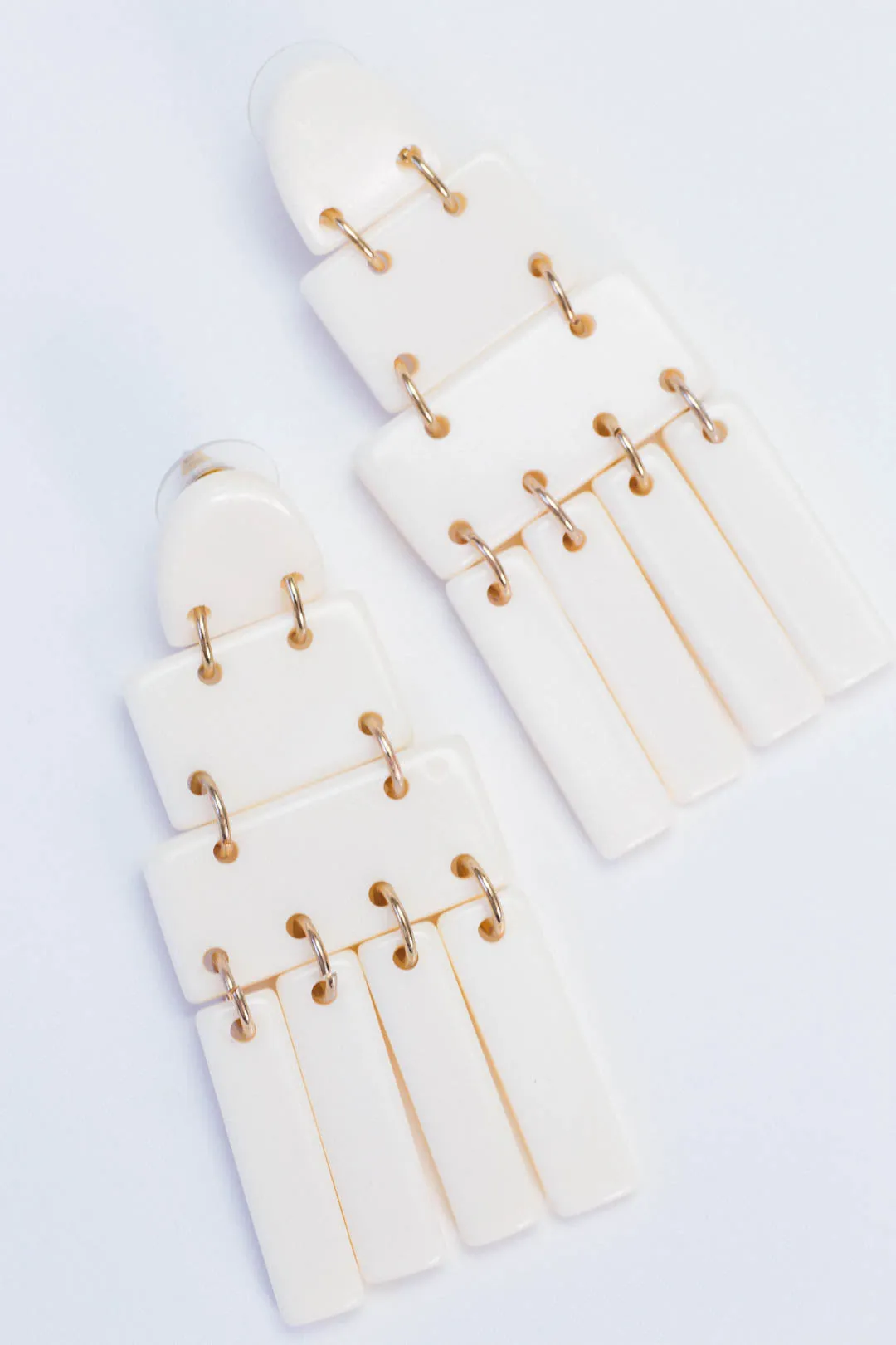 Three Post Resin Earrings, Ivory