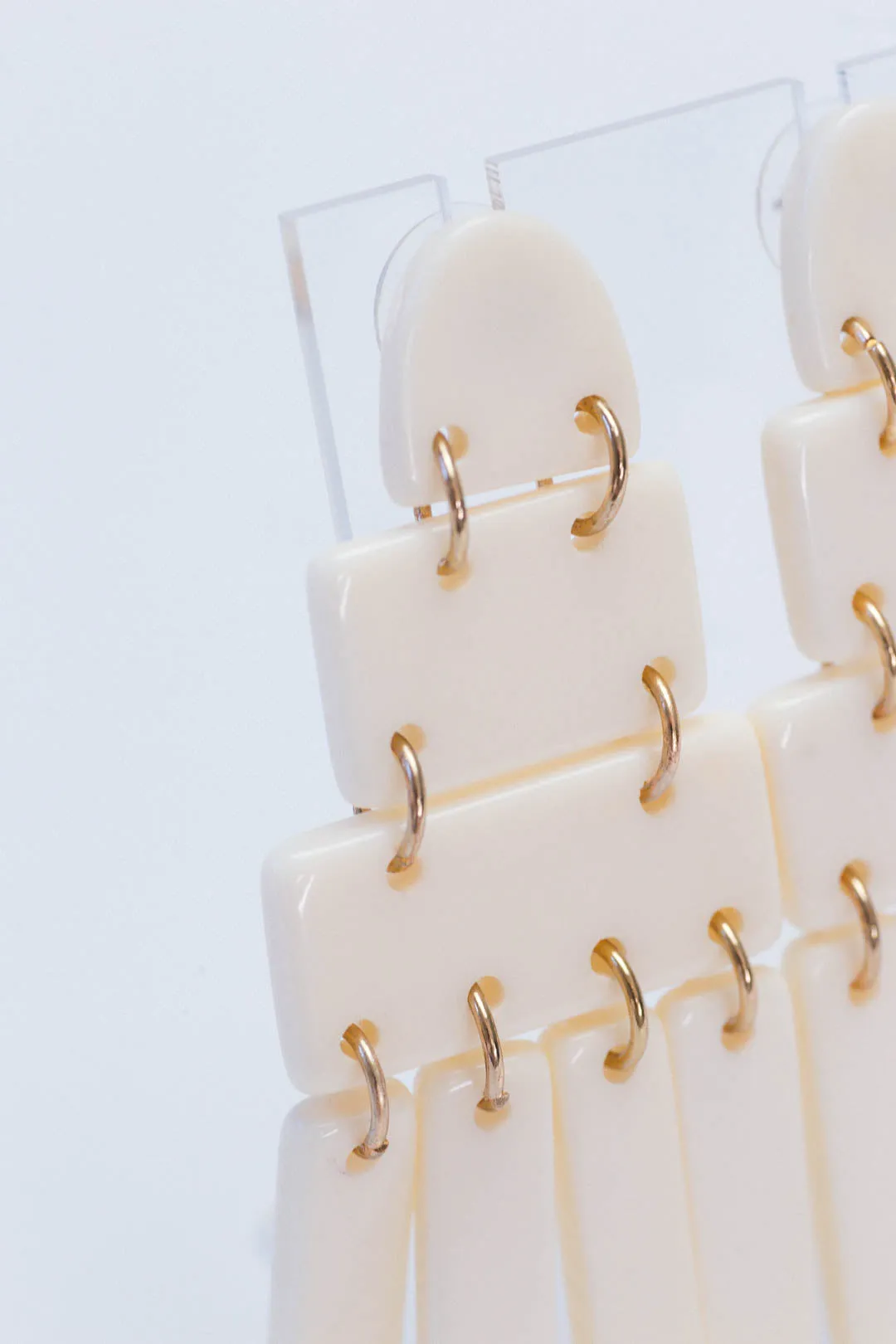 Three Post Resin Earrings, Ivory