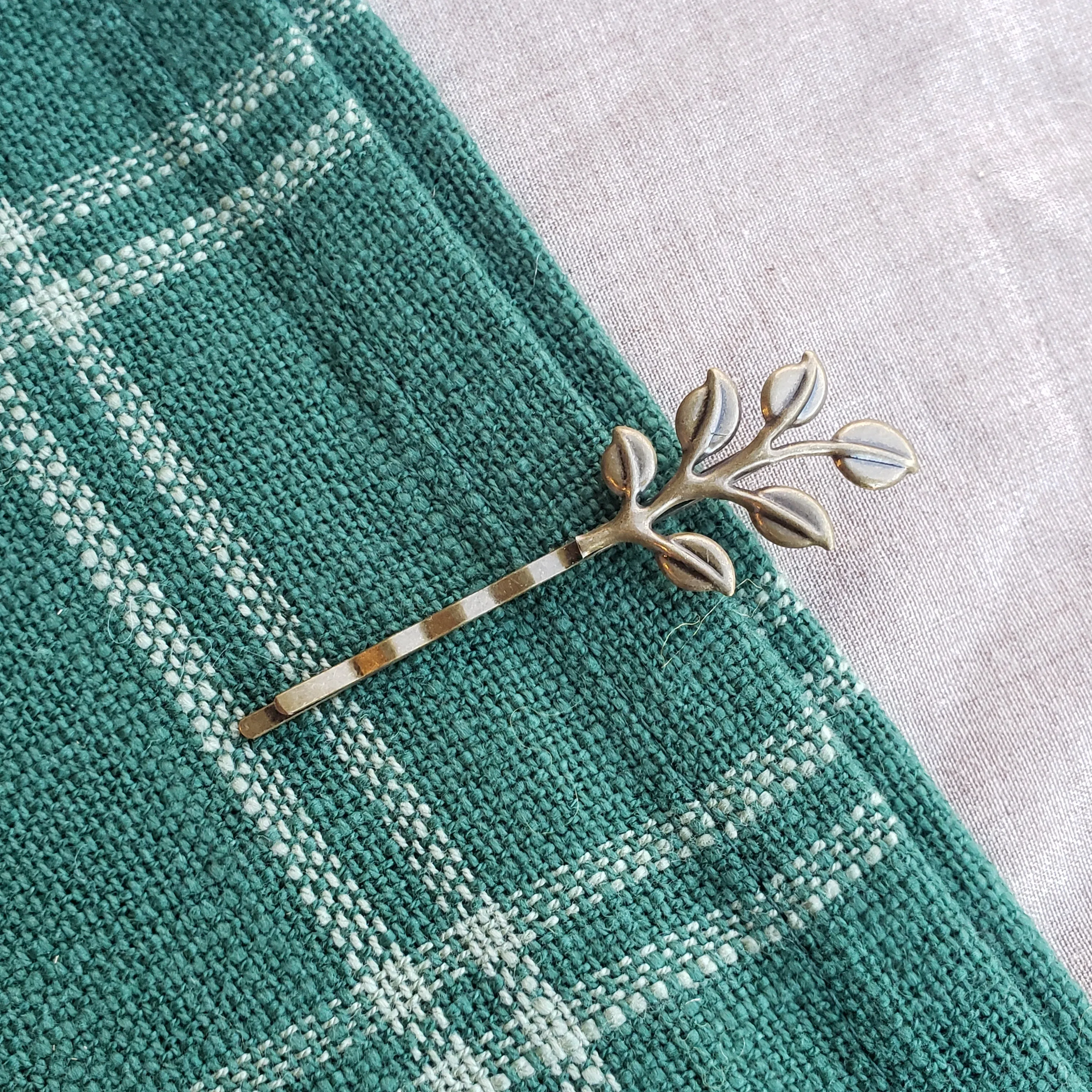 Tiny Brass Branch Hairpin