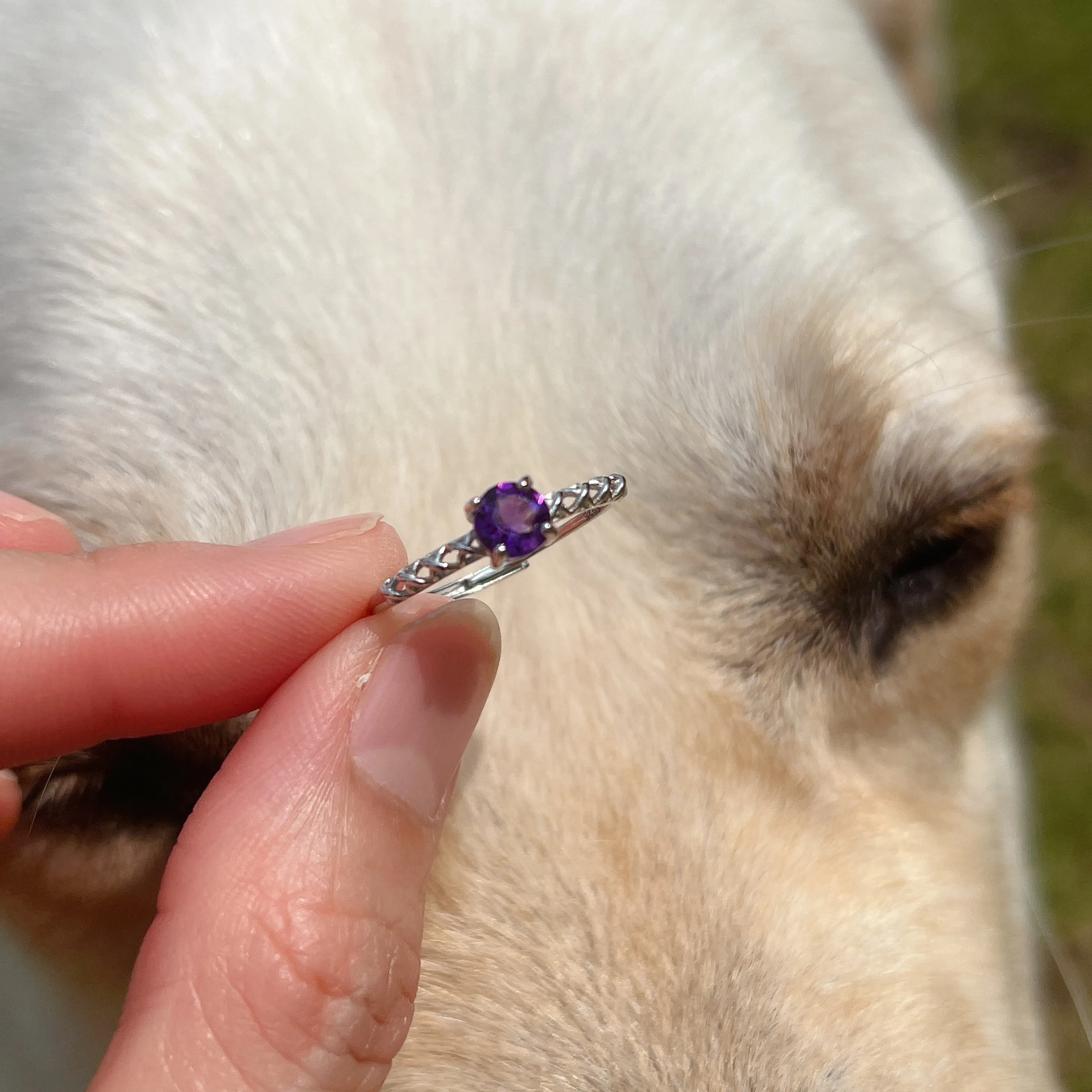 Top Quality Amethyst Sterling Silver Ring with Four Prongs Setting | Handmade Healing Gemstone Fashion Jewelry